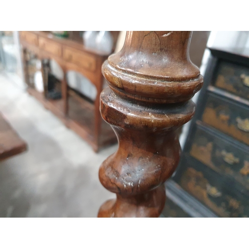 779 - An 18th Century oyster veneer Candle Stand with octagonal top with satinwood crossbanding and string... 