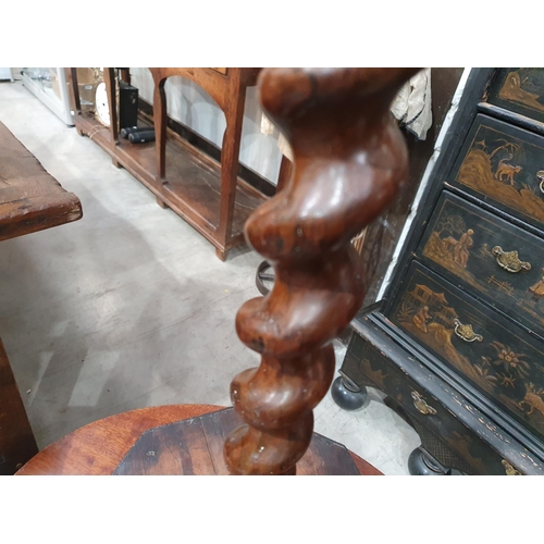 779 - An 18th Century oyster veneer Candle Stand with octagonal top with satinwood crossbanding and string... 