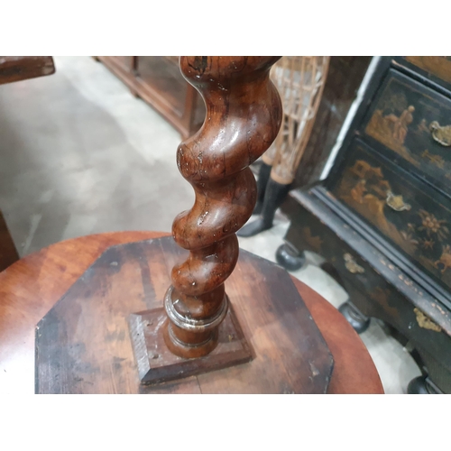 779 - An 18th Century oyster veneer Candle Stand with octagonal top with satinwood crossbanding and string... 