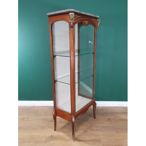 782 - A 19th Century walnut and ormolu Display Cabinet, the marble top above a single glazed door, glazed ... 