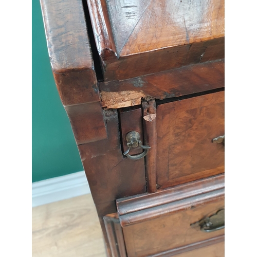 792 - An antique Queen Anne style walnut Bureau Bookcase, the single glazed door above the fall front encl... 