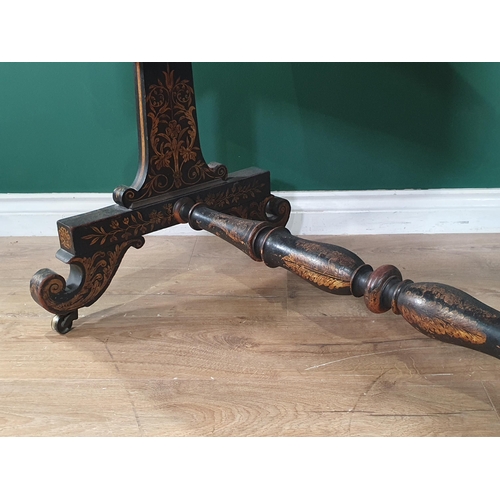 805 - A 19th Century painted Sofa Table with floral, leafage and scrolled decorations, with pair of fitted... 