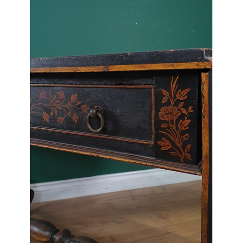 805 - A 19th Century painted Sofa Table with floral, leafage and scrolled decorations, with pair of fitted... 