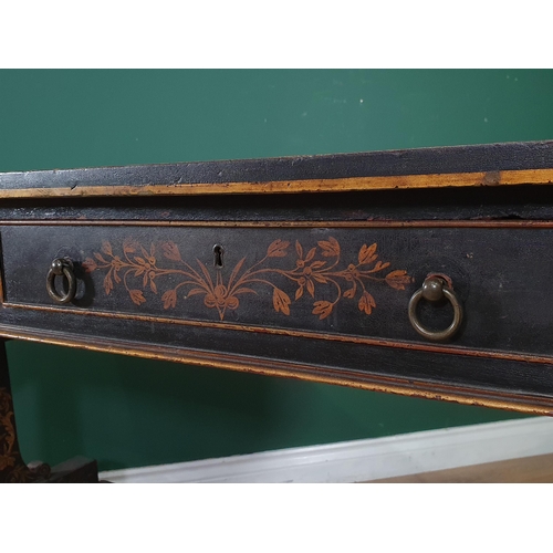 805 - A 19th Century painted Sofa Table with floral, leafage and scrolled decorations, with pair of fitted... 