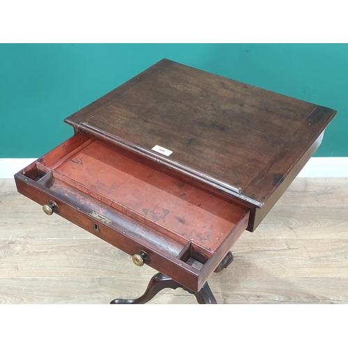 806 - A 19th Century mahogany Reading Table with adjustable top and fitted drawer, the turned column havin... 