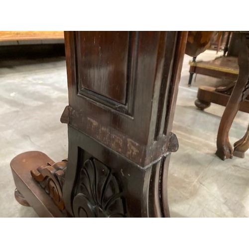 816 - A Regency rosewood Library Table with moulded edge, fitted two frieze drawers on cheval base, 5ft 3i... 