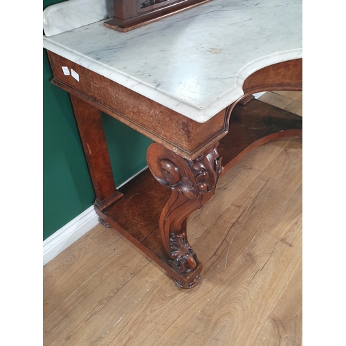 832 - A Victorian walnut and marble top Dressing Table with oval mirror above the serpentine marble top, f... 