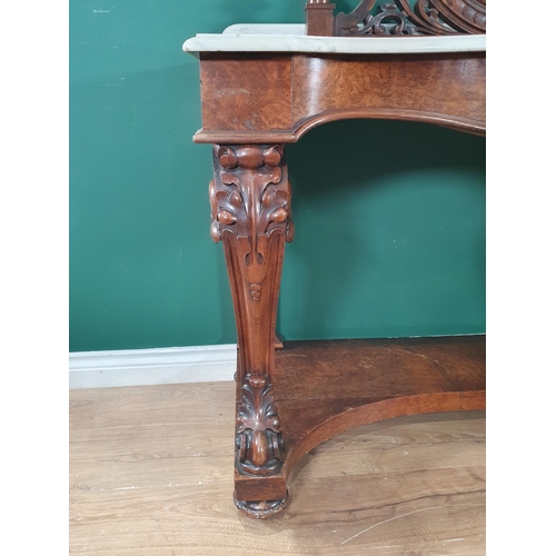 832 - A Victorian walnut and marble top Dressing Table with oval mirror above the serpentine marble top, f... 