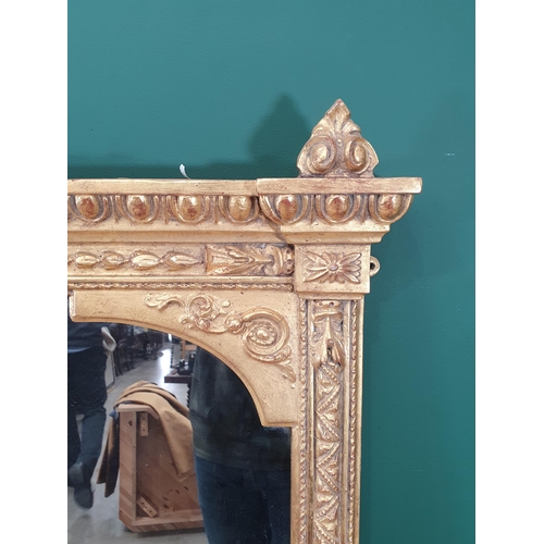 846 - A 19th Century gilt Overmantel Mirror, the pierced crest above a rectangular plate in a moulded fram... 