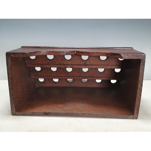 851 - An 18th Century oak Spoon Rack with Cupid's Bow apron 1ft 3in W x 1ft 2in H (R5)