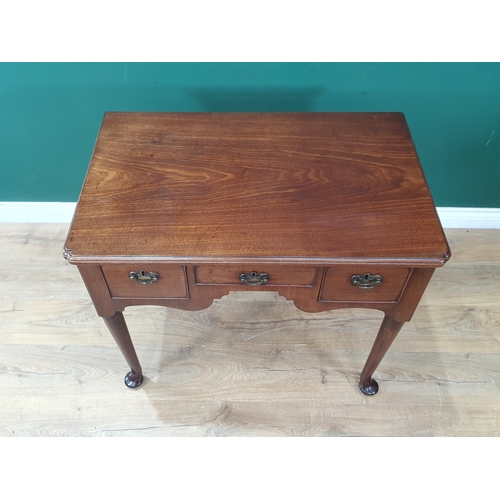 855 - A George II mahogany Lowboy with moulded top with re-entrant corners fitted three frieze drawers rai... 