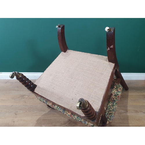 860 - A 19th Century bobbin turned Armchair with upholstered back and seat and raised bobbin turned front ... 