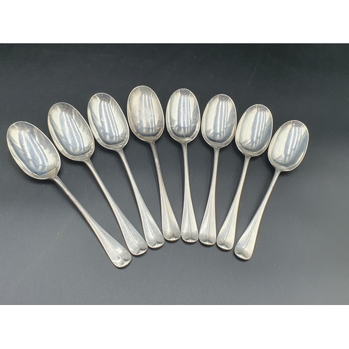 87 - A part Canteen of Edward VII silver Cutlery Hanoverian pattern with rat tail bowls engraved crests, ... 