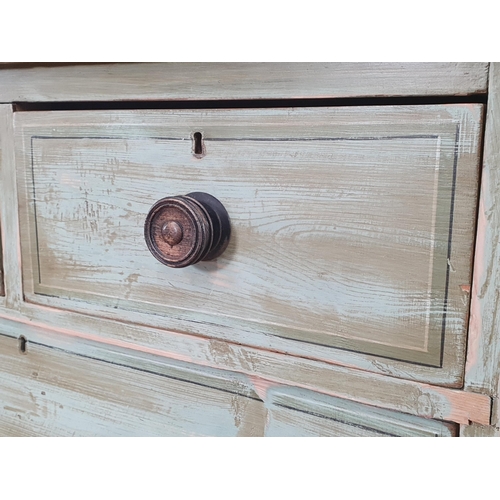 874 - A small painted pine Chest of two short and two long drawers, 2ft 9in W x 2ft 8in H
(R4)