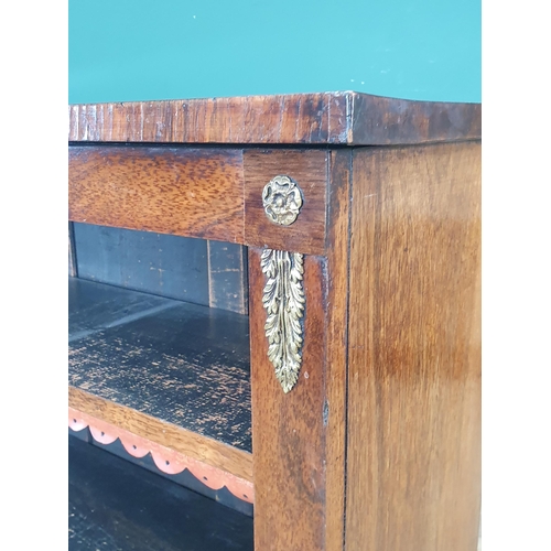 932 - A 19th Century rosewood open Bookcase, the rectangular top above two leather trimmed shelves, on a p... 