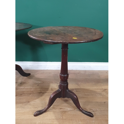 935 - Two Georgian mahogany small circular Tripod Tables, one having bird cage support, both A/F, 22in dia... 