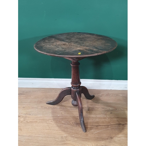 935 - Two Georgian mahogany small circular Tripod Tables, one having bird cage support, both A/F, 22in dia... 