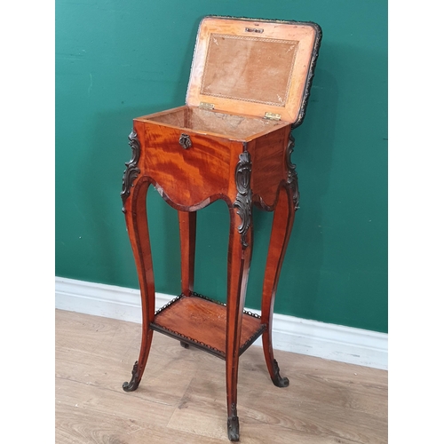 936 - A 19th Century French satinwood Work Box with rosewood crossbanding, ormolu mounts and slender cabri... 