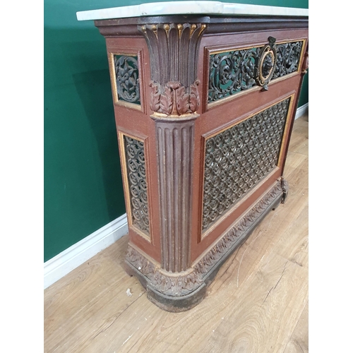 942 - A Victorian cast iron Radiator Cover with floral , leafage and scroll decorative panels, central lio... 