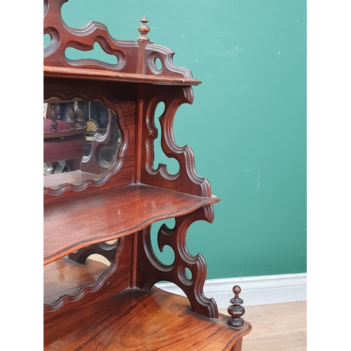 960 - A Victorian walnut Table Cabinet with mirror panels to the raised shelves and glass panels to the pa... 