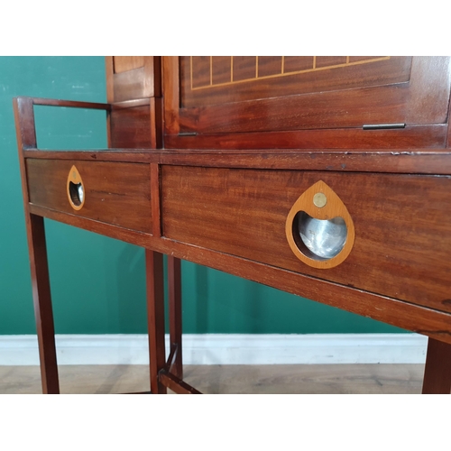 964 - An Arts and Crafts inlaid mahogany Secretaire designed by George Montague Ellwood, the central fall ... 