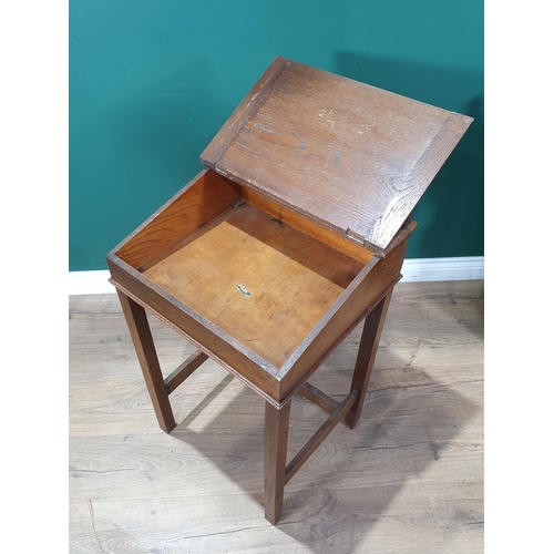 562 - An oak School Desk on squared supports (R2)