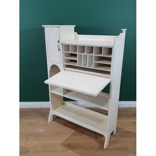 549 - A white painted Bookcase with fall front, 4ft 2