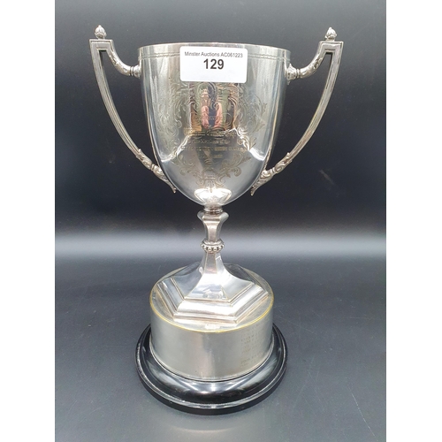 590 - A Victorian silver plated two handled Trophy originally presented by the City of London Chess Club, ... 