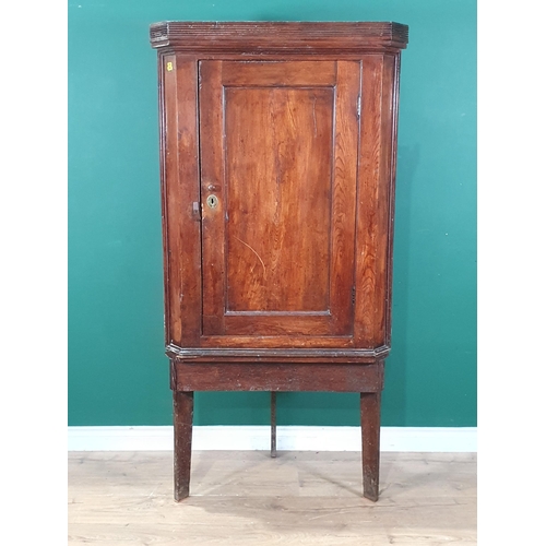 564 - An antique elm Corner Cupboard on stand 5ft 5in H x 2ft 9in W (R4)