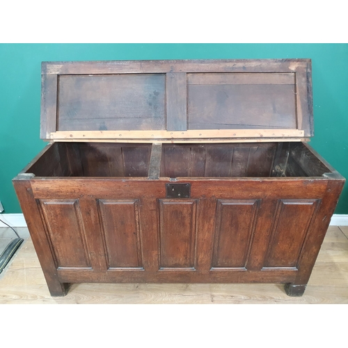 148 - An antique oak Coffer with fielded five panel front 5ft 2in W x 2ft 10in H (R4)