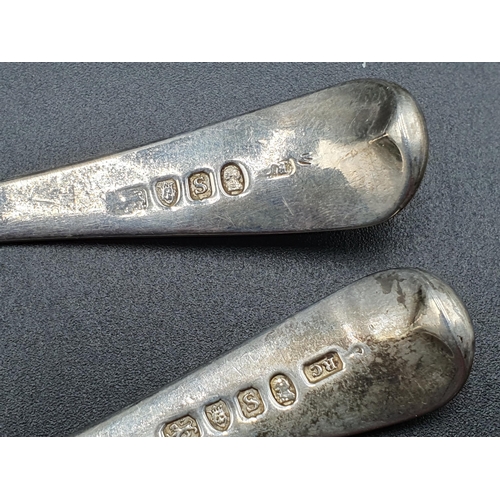 106 - A pair of George III silver sauce Ladles old english pattern engraved crests, London 1793, maker: R.... 