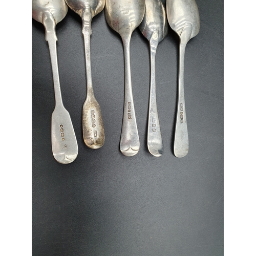 108 - A George V silver Table Spoon, Sheffield 1933, a Fork, Exeter 1841, and five various Teaspoons, 210 ... 