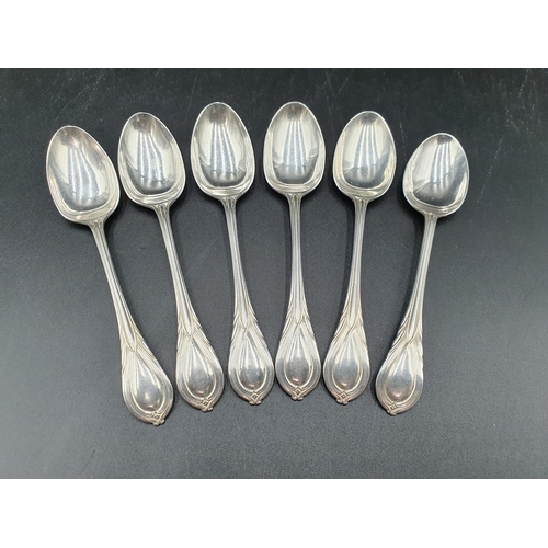 117 - Six Edward VII silver Teaspoons with ornate stems, Sheffield 1901