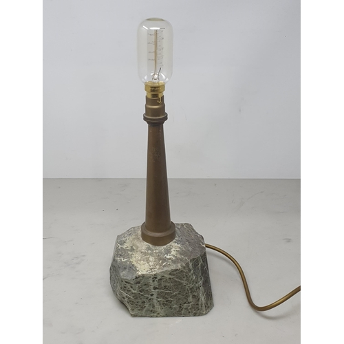 22 - A brass Table Lamp in the form of a Lighthouse on stone base 1ft 3in H (Passed PAT)