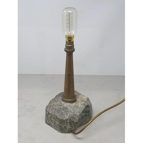 22 - A brass Table Lamp in the form of a Lighthouse on stone base 1ft 3in H (Passed PAT)