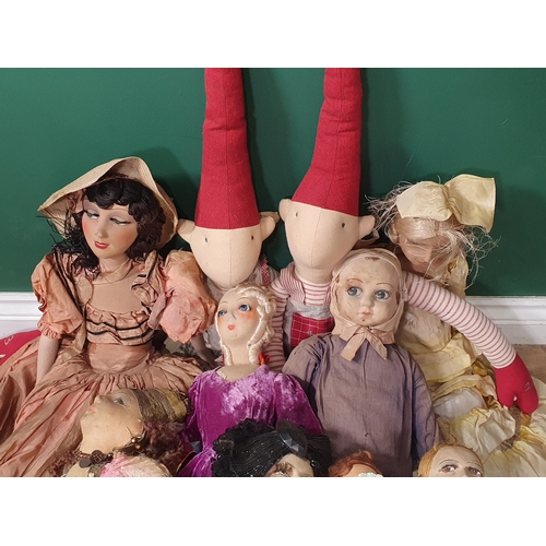 247 - Seven Boudoir Dolls, three other Dolls and a Cat (R9)