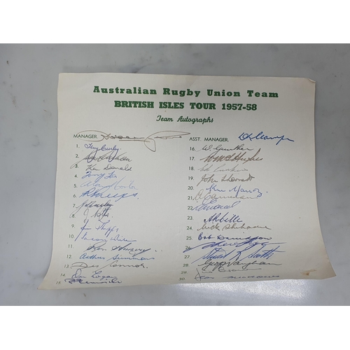 25 - An Australian Rugby Union Team British Isles Tour 1957-58 Team Autographs and a New Zealand Rugby Te... 