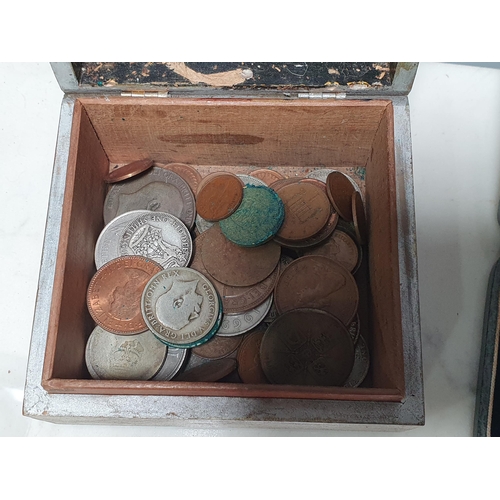 252 - A tin Box of Coins, Medals and Collectables, to include An Order of St John Medal, Certified Midwife... 