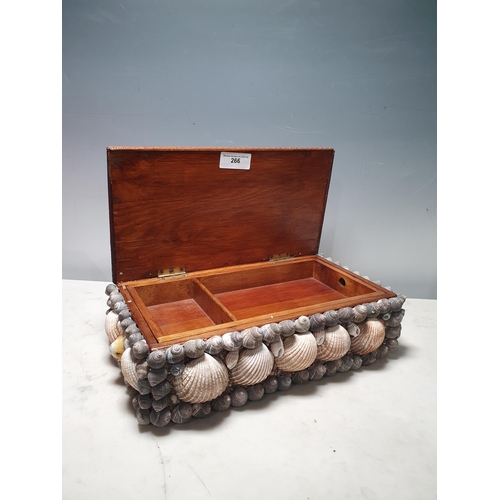 266 - A shell covered Box with divided interior 1ft 2in W x 5in H (R4)