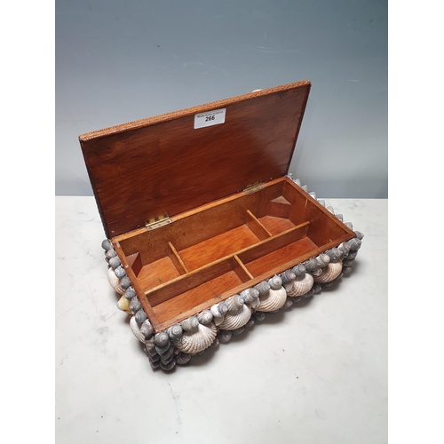 266 - A shell covered Box with divided interior 1ft 2in W x 5in H (R4)