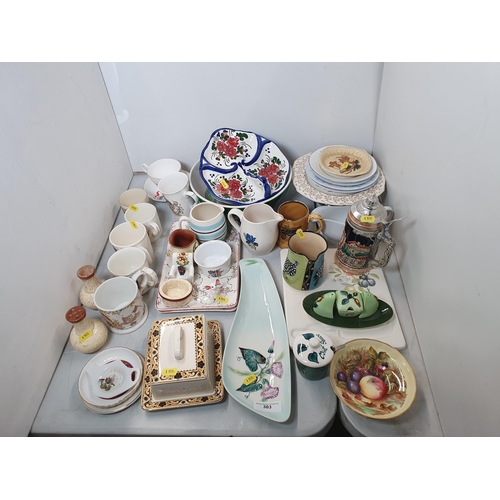 303 - A Carltonware moulded Dish, A Carltonware Condiment Set, Cheese Dish and Cover, Mugs, Bowls, etc (R5... 