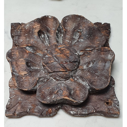 339 - Four 18th Century carved Roof Bosses in flower head designs (R5)