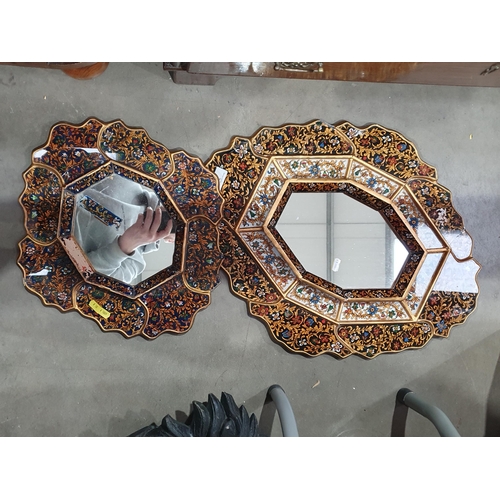 370 - Two decorative Wall Mirrors, a carved Green Man Mask and a cast iron Fire Curb (R5)