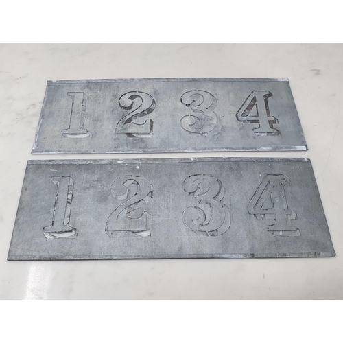 38 - Three metal Plant Name Stakes, a tray of Pastry Cutters, Stencils, Doctors Sign and Invoices Ledger ... 