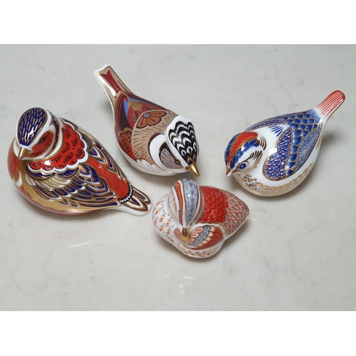 391A - Four Royal Crown Derby Paperweights in the form of birds, (R5)