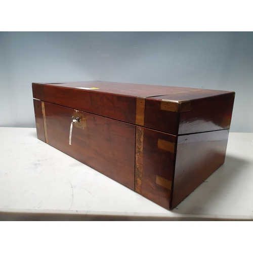 397 - A large 19th Century brass bound Writing Box, 19 1/2in W (R5)