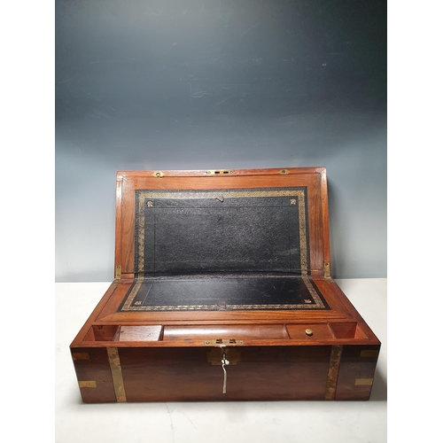 397 - A large 19th Century brass bound Writing Box, 19 1/2in W (R5)