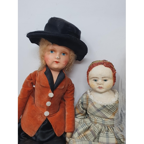 40 - Three vintage Peg Dolls, another wooden Doll and three other Dolls