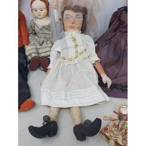 40 - Three vintage Peg Dolls, another wooden Doll and three other Dolls