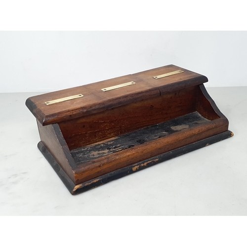 493 - An antique oak two division Cutlery Tray, a Letter Rack and an oak Desk Stand